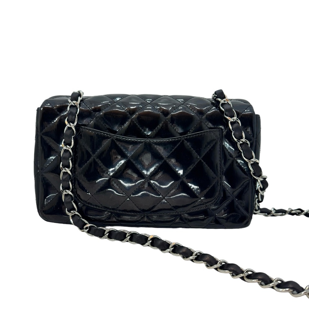 Auth Chanel Mini Rectangular Classic Black Striat… - image 4